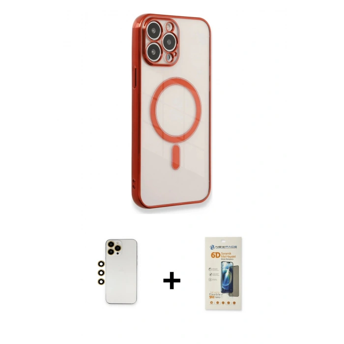 MARSİLYAN™- iPhone 13 Pro Max Kılıf Doruk Minimal - Siyah 6D Mat Seramik Hayalet Nano Ekran Koruyucu + Shine Kamera Lens - GD
