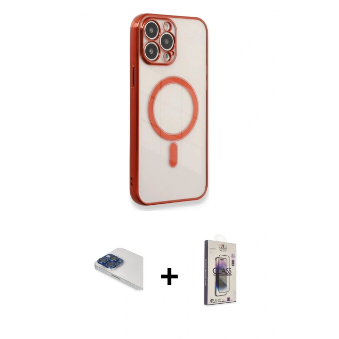 MARSİLYAN™- iPhone 13 Pro Max Kılıf Doruk Minimal - Siyah Bilvis 3D Cam Ekran Koruyucu + Pers Alüminyum Kamera Lens - LT