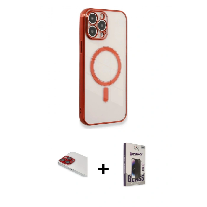 MARSİLYAN™- iPhone 13 Pro Max Kılıf Doruk Minimal - Siyah Bilvis Hayalet Cam Ekran Koruyucu + Pers Alüminyum Kamera Lens - KI