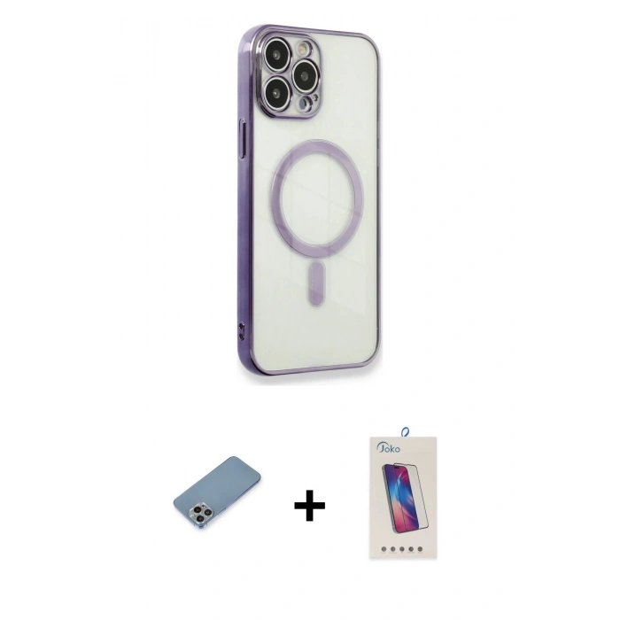 MARSİLYAN™- iPhone 13 Pro Max Kılıf Doruk Minimal - Siyah Joko 5D Cam + Shine Kamera Lens Koruma Cam - GI