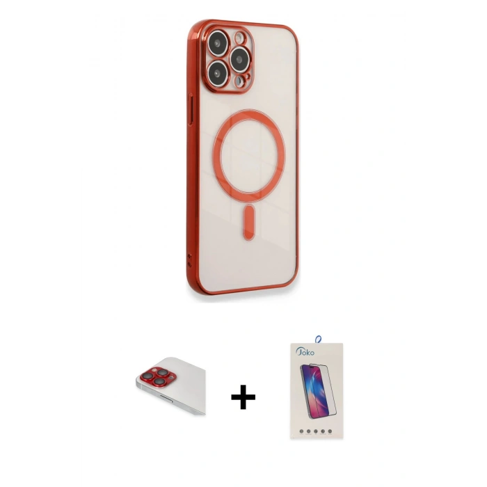 MARSİLYAN™- iPhone 13 Pro Max Kılıf Doruk Minimal - Siyah Joko 5D Cam + Pers Alüminyum Kamera Lens - KI