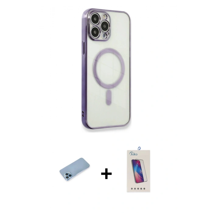 MARSİLYAN™- iPhone 13 Pro Max Kılıf Doruk Minimal - Siyah Joko 5D Cam + Shine Kamera Lens Koruma Cam - MI