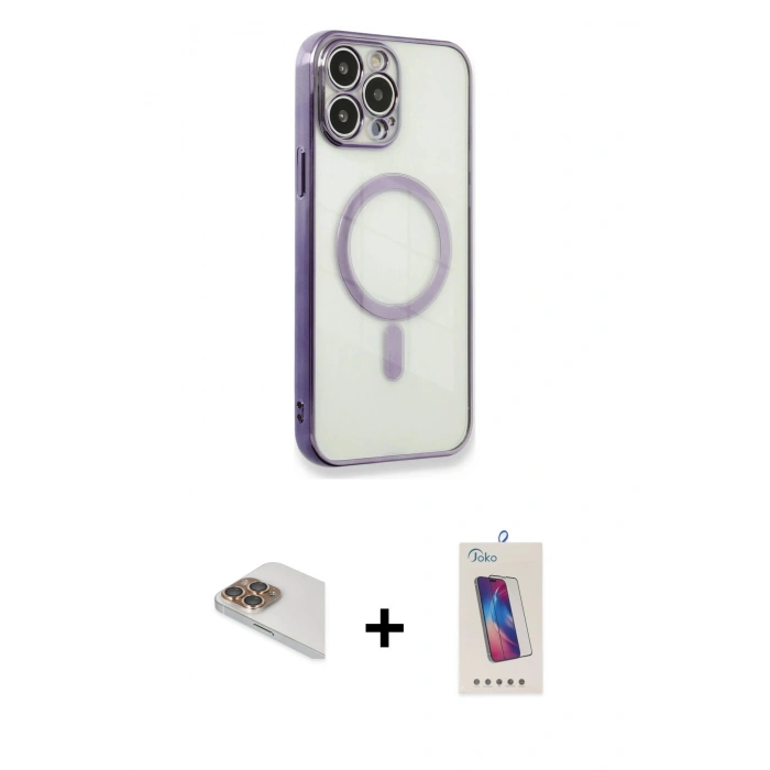 MARSİLYAN™- iPhone 13 Pro Max Kılıf Doruk Minimal - Siyah Joko 5D Cam + Pers Alüminyum Kamera Lens - GD