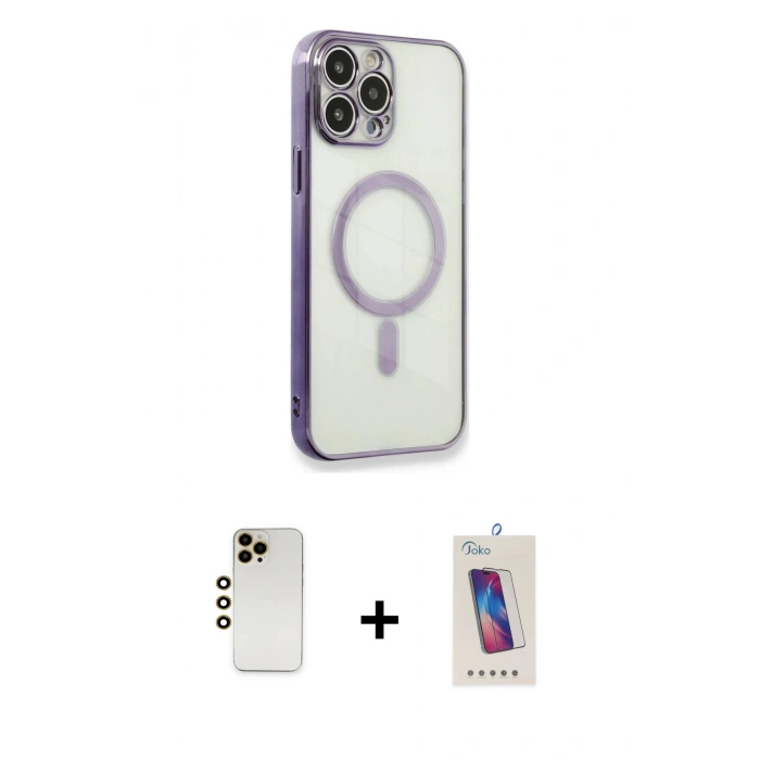 MARSİLYAN™- iPhone 13 Pro Max Kılıf Doruk Minimal - Siyah Joko 5D Cam + Shine Kamera Lens - GD