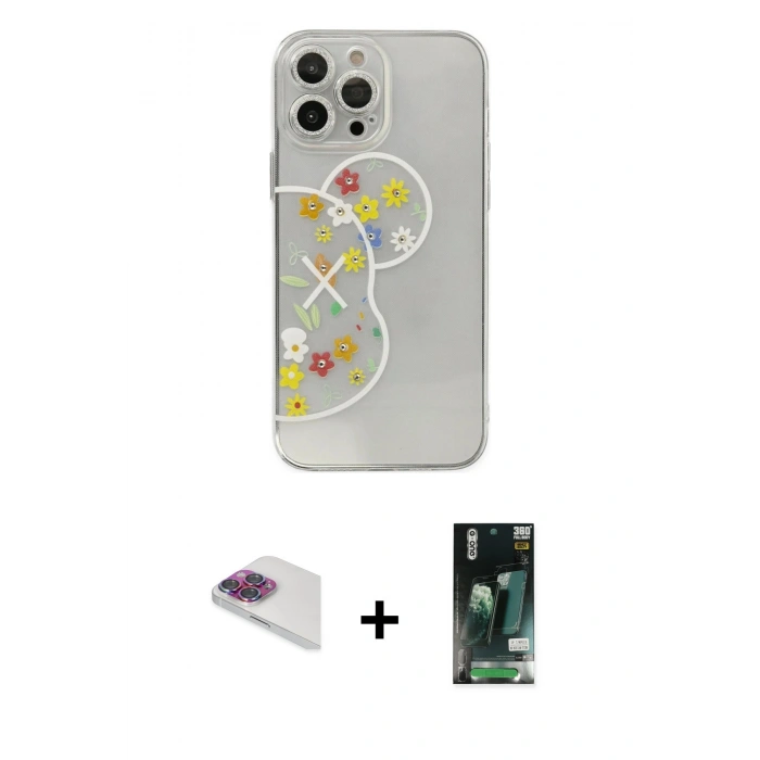 MARSİLYAN™- iPhone 13 Pro Max Kılıf Eksen Asil Prime - Şeffaf 360 Full Body Arka Koruyucu + Pers Alüminyum Kamera Lens - GI