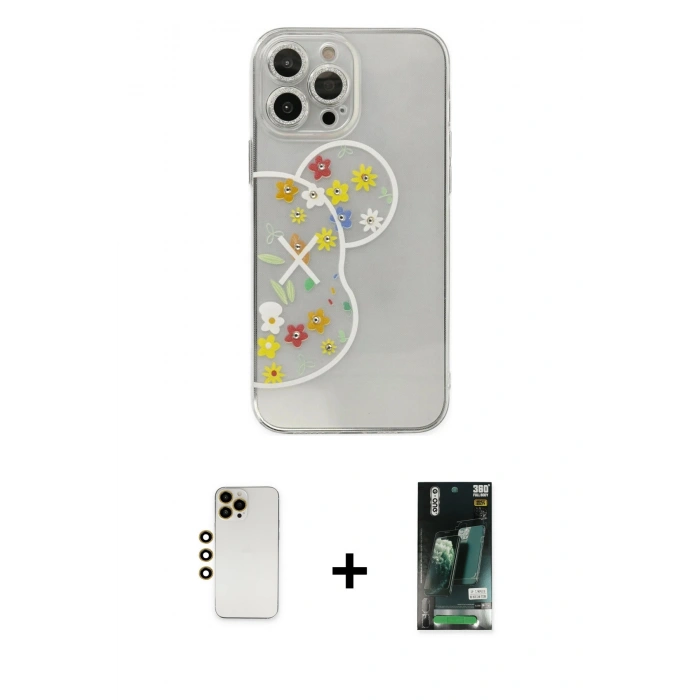 MARSİLYAN™- iPhone 13 Pro Max Kılıf Eksen Asil Prime - Şeffaf 360 Full Body Arka Koruyucu + Shine Kamera Lens - GD