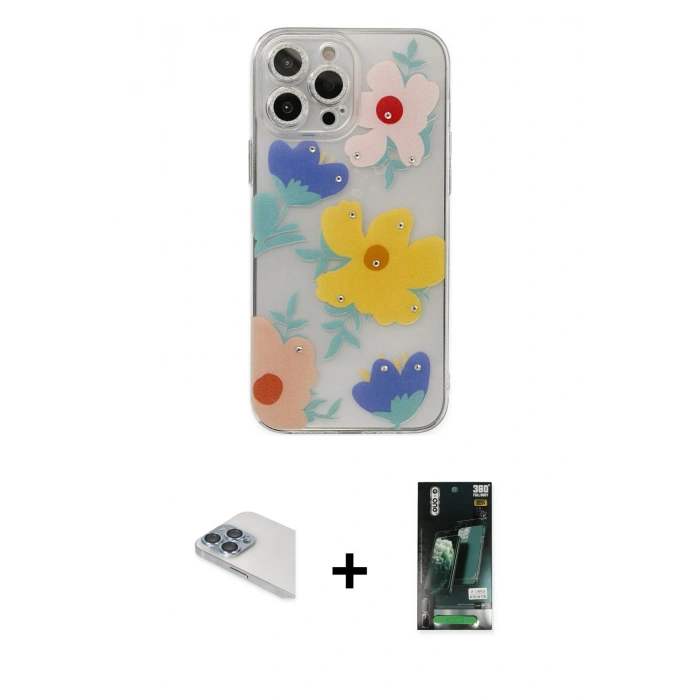 MARSİLYAN™- iPhone 13 Pro Max Kılıf Eksen Asil Prime - Şeffaf 360 Full Body Arka Koruyucu + Sierra Blue Pers Alüminyum Kamera Lens