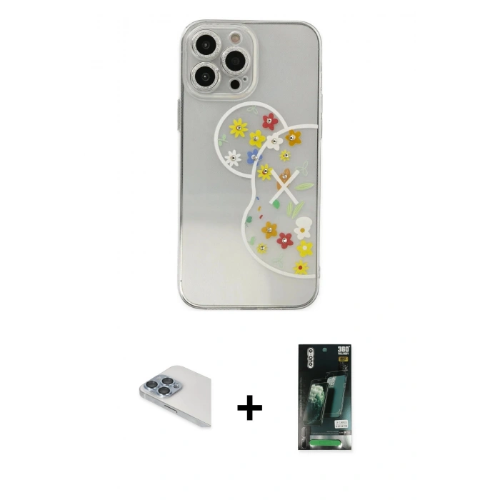 MARSİLYAN™- iPhone 13 Pro Max Kılıf Eksen Asil Prime - Şeffaf 360 Full Body Arka Koruyucu + Sierra Blue Pers Alüminyum Kamera Lens