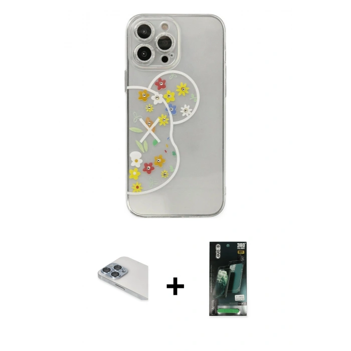 MARSİLYAN™- iPhone 13 Pro Max Kılıf Eksen Asil Prime - Şeffaf 360 Full Body Arka Koruyucu + Sierra Blue Pers Alüminyum Kamera Lens