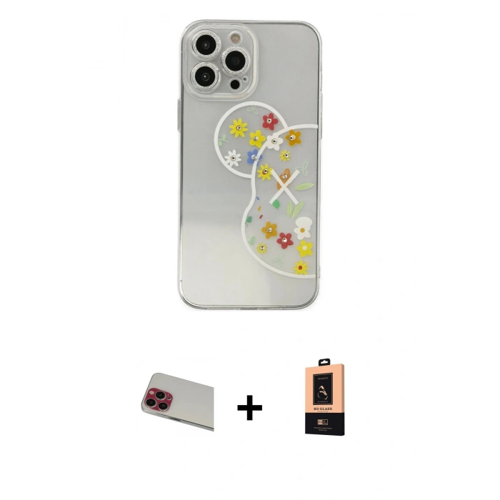 MARSİLYAN™- iPhone 13 Pro Max Kılıf Eksen Asil Prime - Şeffaf Maxco Cam Ekran Koruyucu + Rainbow Kamera Lens Koruma Cam - KI