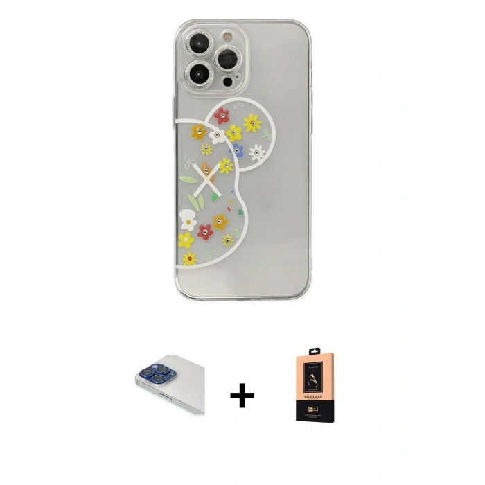 MARSİLYAN™- iPhone 13 Pro Max Kılıf Eksen Asil Prime - Şeffaf Maxco Cam Ekran Koruyucu + Pers Alüminyum Kamera Lens - LT