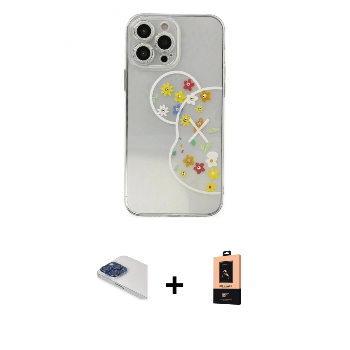 MARSİLYAN™- iPhone 13 Pro Max Kılıf Eksen Asil Prime - Şeffaf Maxco Cam Ekran Koruyucu + Pers Alüminyum Kamera Lens - LT