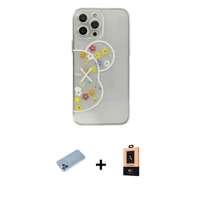 MARSİLYAN™- iPhone 13 Pro Max Kılıf Eksen Asil Prime - Şeffaf Maxco Cam Ekran Koruyucu + Shine Kamera Lens Koruma Cam - MI