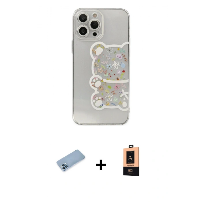 MARSİLYAN™- iPhone 13 Pro Max Kılıf Eksen Asil Prime - Şeffaf Maxco Cam Ekran Koruyucu + Shine Kamera Lens Koruma Cam - MI