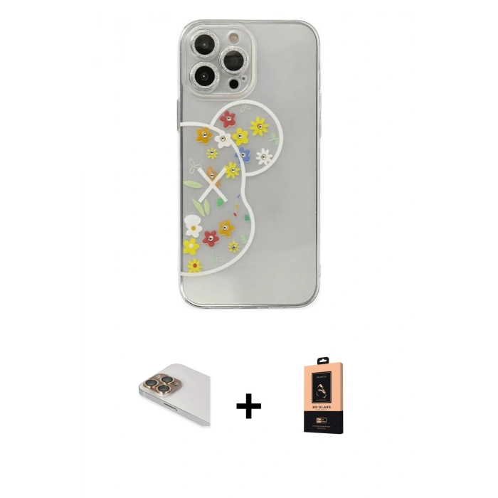 MARSİLYAN™- iPhone 13 Pro Max Kılıf Eksen Asil Prime - Şeffaf Maxco Cam Ekran Koruyucu + Pers Alüminyum Kamera Lens - GD