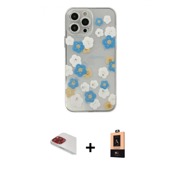 MARSİLYAN™- iPhone 13 Pro Max Kılıf Eksen Asil Prime - Şeffaf Maxco Cam Ekran Koruyucu + Pers Alüminyum Kamera Lens - KI
