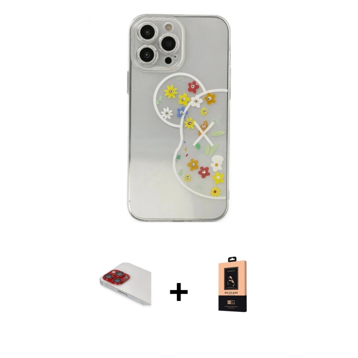 MARSİLYAN™- iPhone 13 Pro Max Kılıf Eksen Asil Prime - Şeffaf Maxco Cam Ekran Koruyucu + Pers Alüminyum Kamera Lens - KI