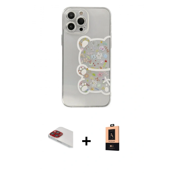 MARSİLYAN™- iPhone 13 Pro Max Kılıf Eksen Asil Prime - Şeffaf Maxco Cam Ekran Koruyucu + Pers Alüminyum Kamera Lens - KI
