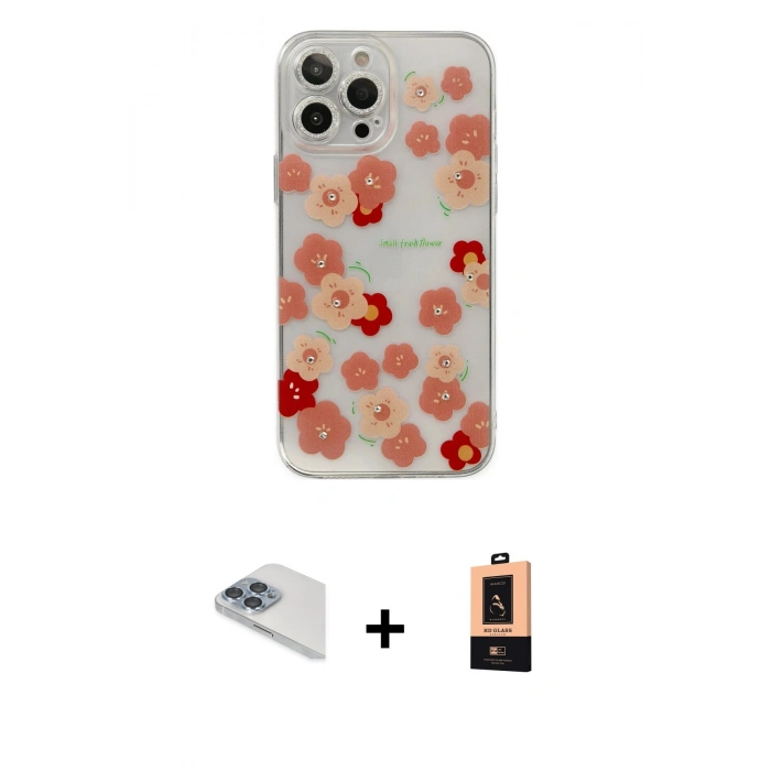 MARSİLYAN™- iPhone 13 Pro Max Kılıf Eksen Asil Prime - Şeffaf Maxco Cam Ekran Koruyucu + Pers Alüminyum Kamera Lens - SABE
