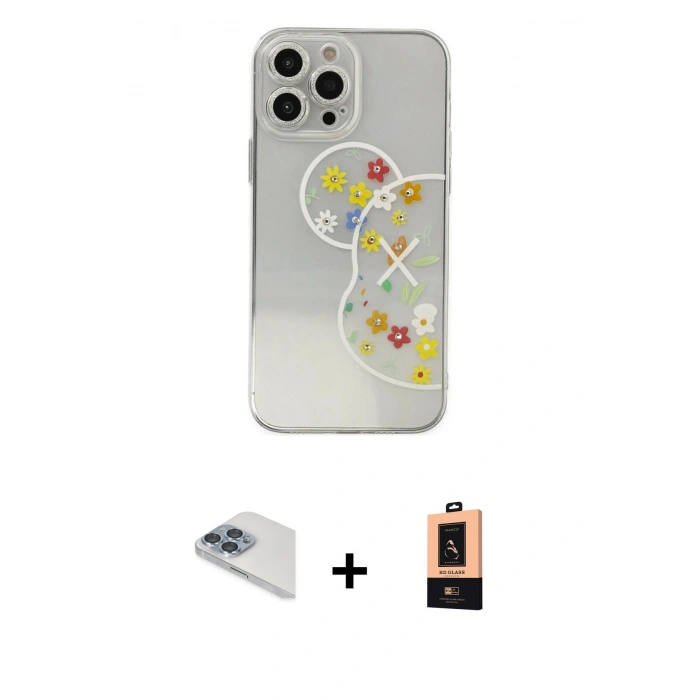 MARSİLYAN™- iPhone 13 Pro Max Kılıf Eksen Asil Prime - Şeffaf Maxco Cam Ekran Koruyucu + Pers Alüminyum Kamera Lens - SABE