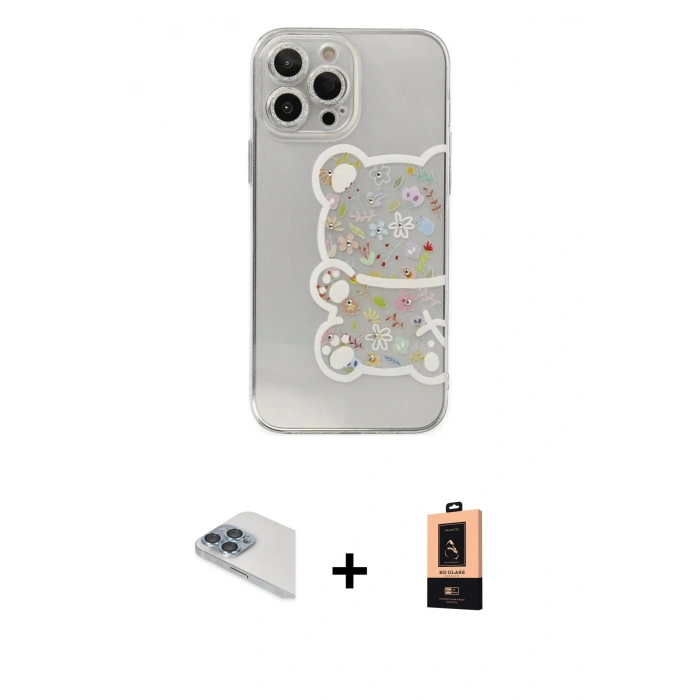 MARSİLYAN™- iPhone 13 Pro Max Kılıf Eksen Asil Prime - Şeffaf Maxco Cam Ekran Koruyucu + Pers Alüminyum Kamera Lens - SABE