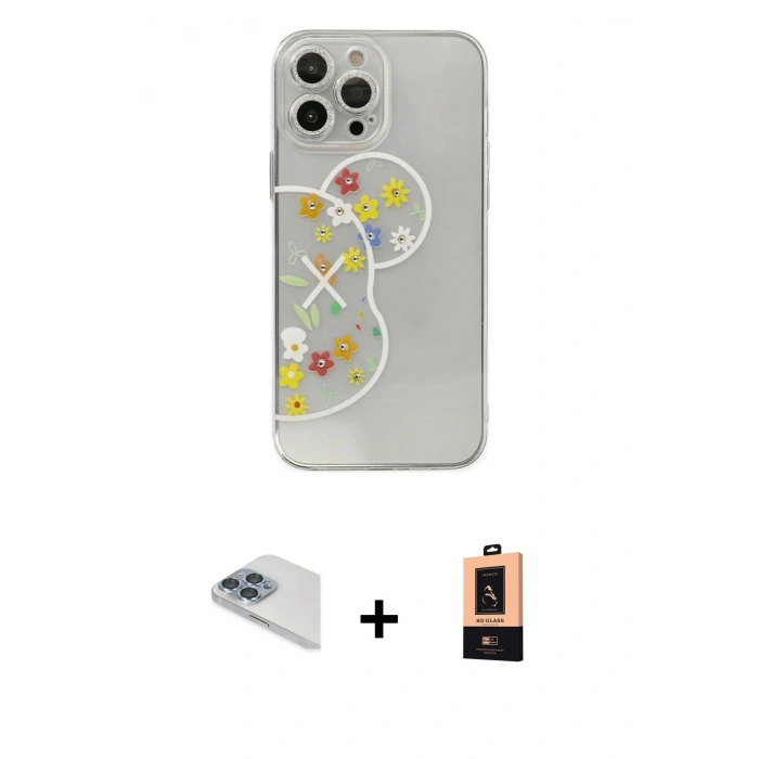 MARSİLYAN™- iPhone 13 Pro Max Kılıf Eksen Asil Prime - Şeffaf Maxco Cam Ekran Koruyucu + Pers Alüminyum Kamera Lens - SABE