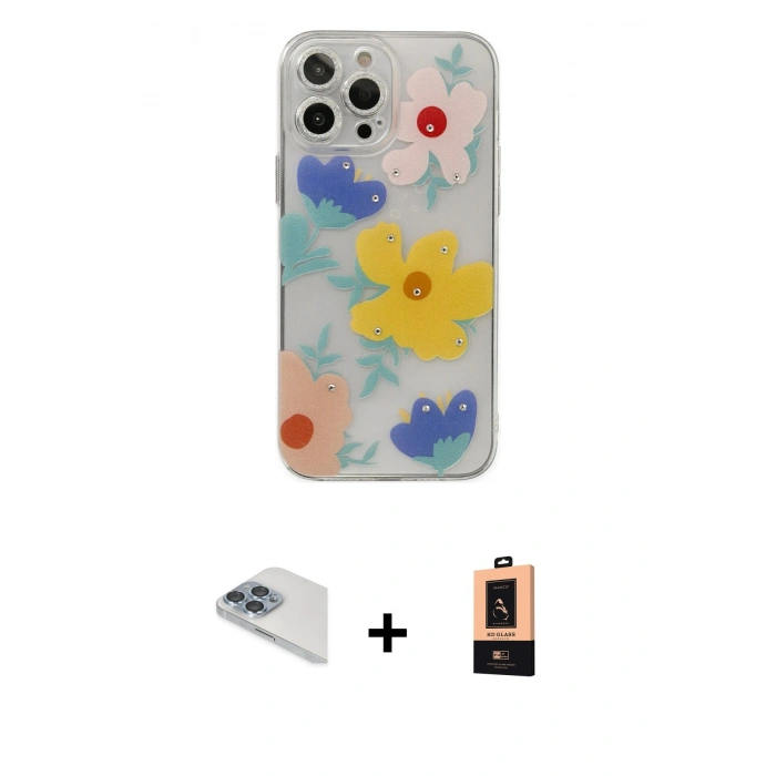 MARSİLYAN™- iPhone 13 Pro Max Kılıf Eksen Asil Prime - Şeffaf Maxco Cam Ekran Koruyucu + Pers Alüminyum Kamera Lens - SABE