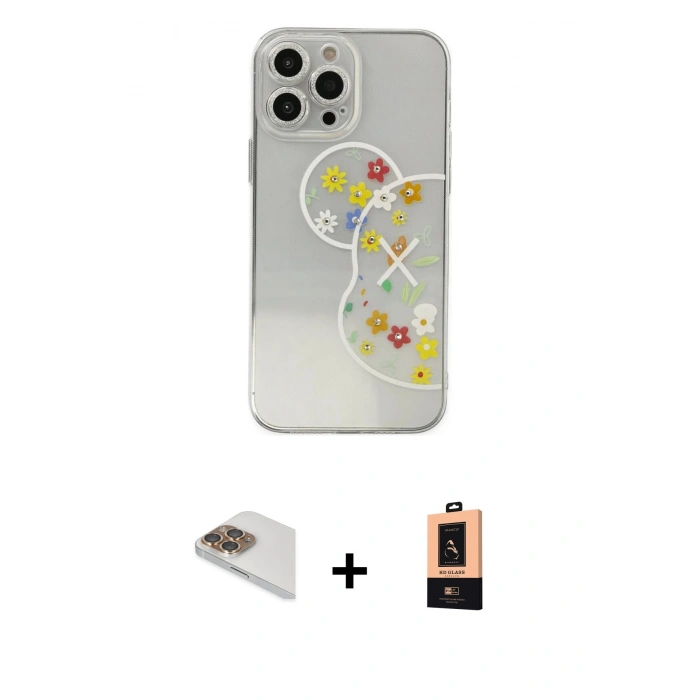 MARSİLYAN™- iPhone 13 Pro Max Kılıf Eksen Asil Prime - Şeffaf Maxco Cam Ekran Koruyucu + Pers Alüminyum Kamera Lens - GD
