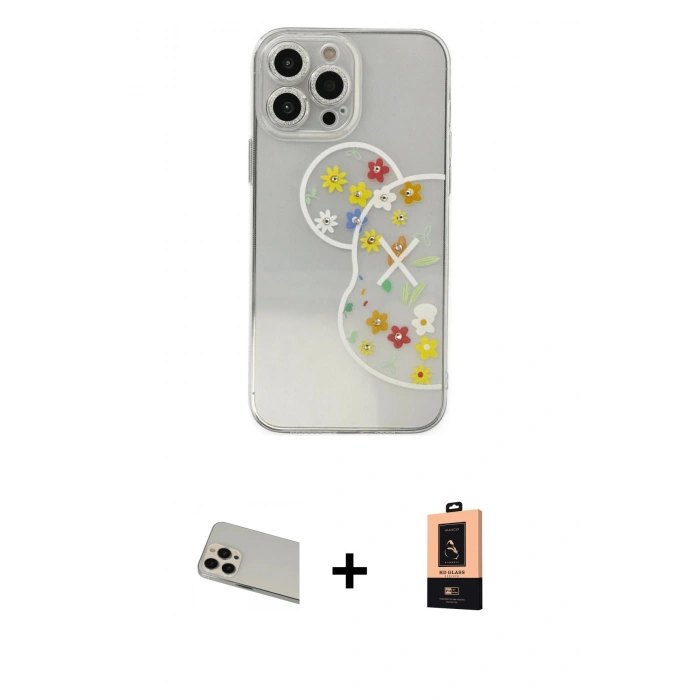 MARSİLYAN™- iPhone 13 Pro Max Kılıf Eksen Asil Prime - Şeffaf Maxco Cam Ekran Koruyucu + Rainbow Kamera Lens Koruma Cam - REGD