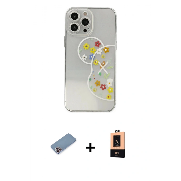 MARSİLYAN™- iPhone 13 Pro Max Kılıf Eksen Asil Prime - Şeffaf Maxco Cam Ekran Koruyucu + Shine Kamera Lens Koruma Cam - PE