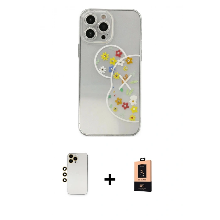 MARSİLYAN™- iPhone 13 Pro Max Kılıf Eksen Asil Prime - Şeffaf Maxco Cam Ekran Koruyucu + Shine Kamera Lens - GD