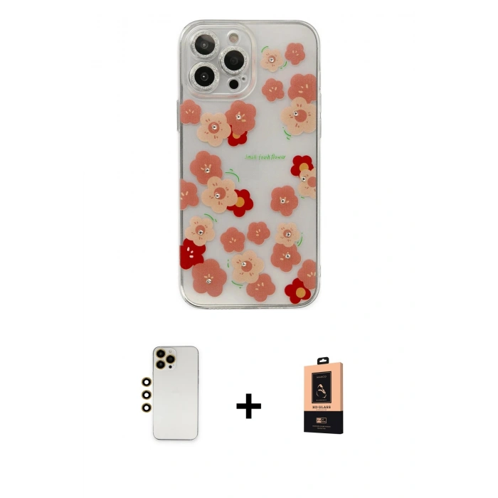 MARSİLYAN™- iPhone 13 Pro Max Kılıf Eksen Asil Prime - Şeffaf Maxco Cam Ekran Koruyucu + Shine Kamera Lens - GD