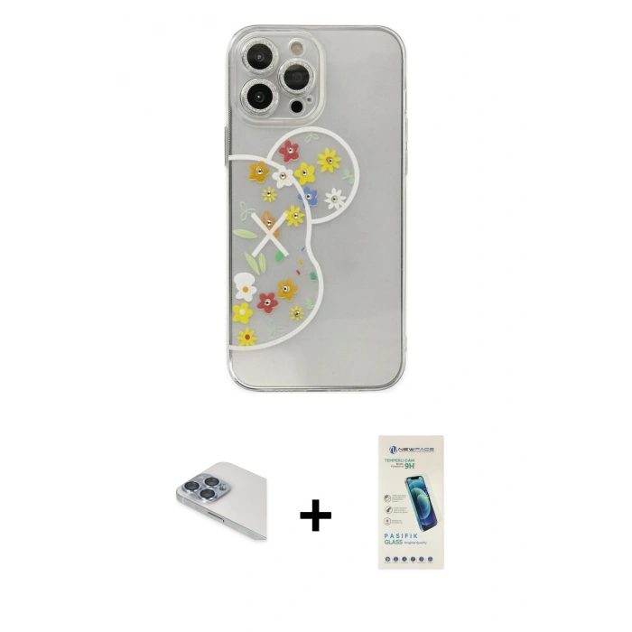 MARSİLYAN™- iPhone 13 Pro Max Kılıf Eksen Asil Prime - Şeffaf Pasifik Cam Ekran Koruyucu + Pers Alüminyum Kamera Lens - SABE