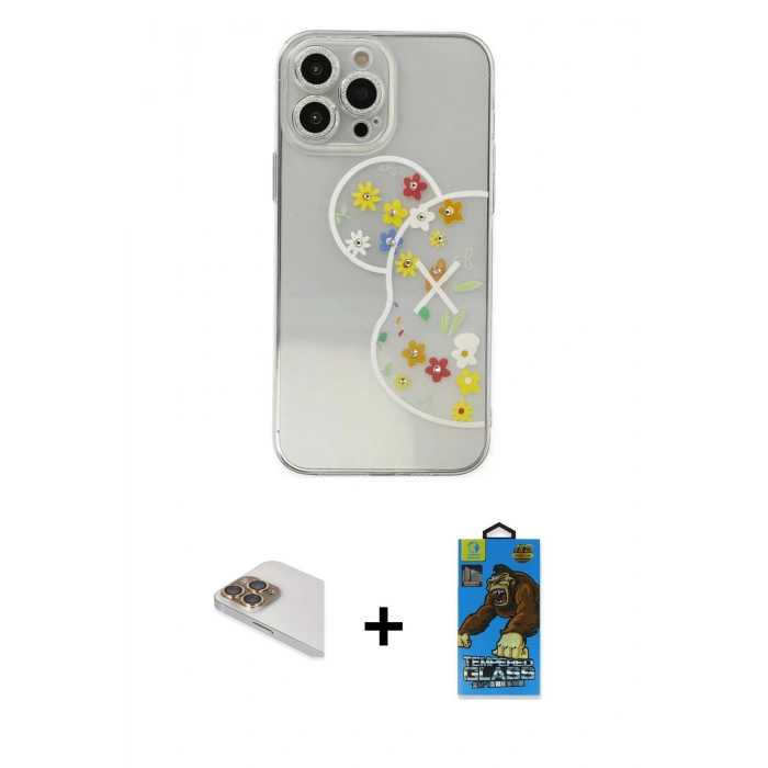 MARSİLYAN™- iPhone 13 Pro Max Kılıf Eksen Asil Prime - Siyah 18D Cam Ekran Koruyucu + Pers Alüminyum Kamera Lens - GD