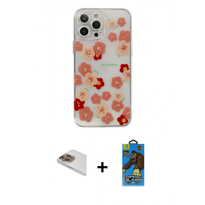 MARSİLYAN™- iPhone 13 Pro Max Kılıf Eksen Asil Prime - Siyah 18D Cam Ekran Koruyucu + Pers Alüminyum Kamera Lens - GD