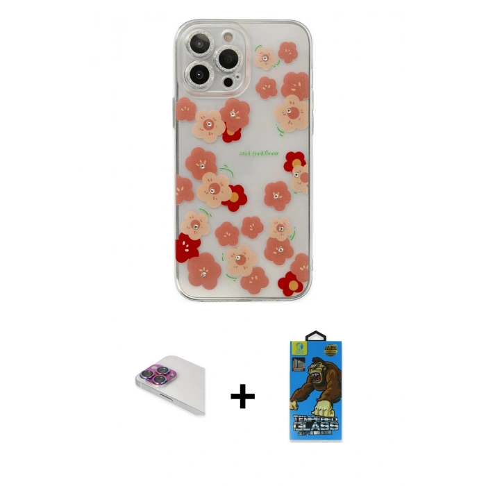 MARSİLYAN™- iPhone 13 Pro Max Kılıf Eksen Asil Prime - Siyah 18D Cam Ekran Koruyucu + Pers Alüminyum Kamera Lens - GI