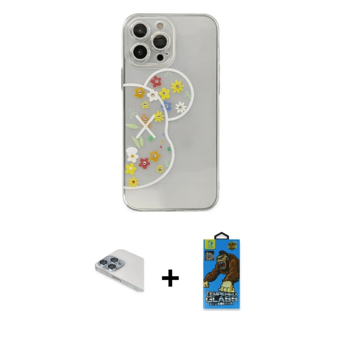 MARSİLYAN™- iPhone 13 Pro Max Kılıf Eksen Asil Prime - Siyah 18D Cam Ekran Koruyucu + Pers Alüminyum Kamera Lens - SABE
