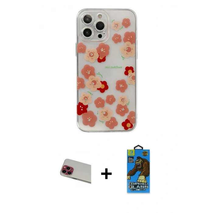 MARSİLYAN™- iPhone 13 Pro Max Kılıf Eksen Asil Prime - Siyah 18D Cam Ekran Koruyucu + Rainbow Kamera Lens Koruma Cam - KI