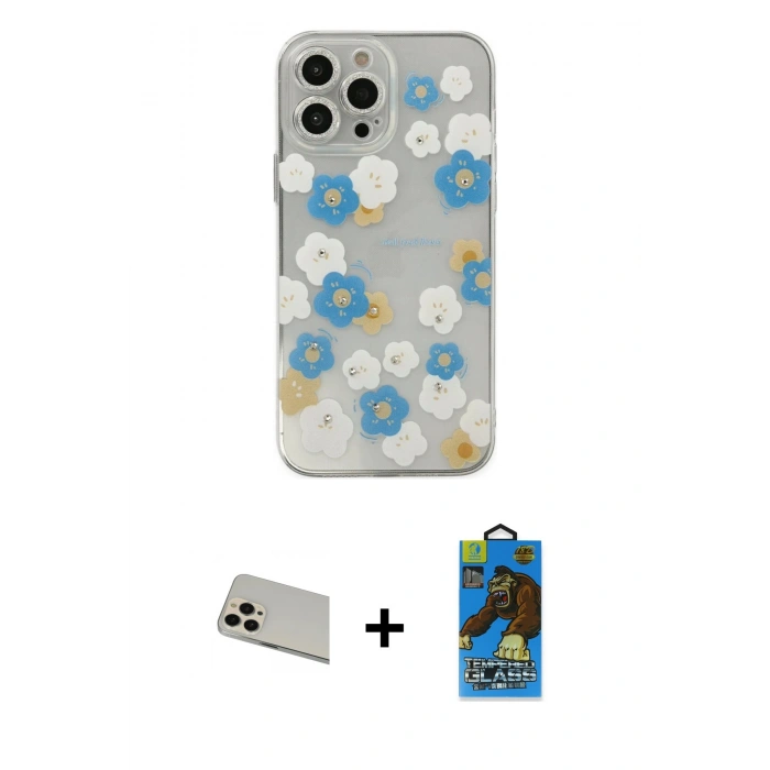 MARSİLYAN™- iPhone 13 Pro Max Kılıf Eksen Asil Prime - Siyah 18D Cam Ekran Koruyucu + Rainbow Kamera Lens Koruma Cam - REGD