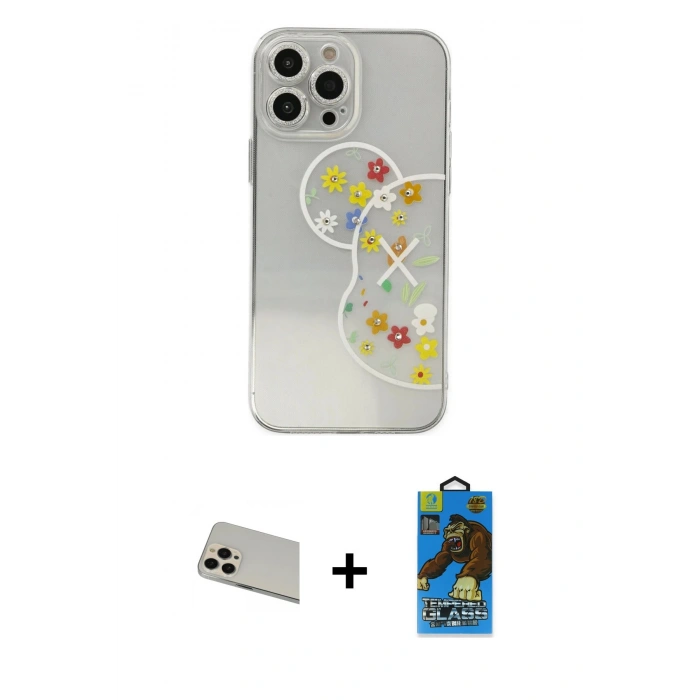 MARSİLYAN™- iPhone 13 Pro Max Kılıf Eksen Asil Prime - Siyah 18D Cam Ekran Koruyucu + Rainbow Kamera Lens Koruma Cam - REGD