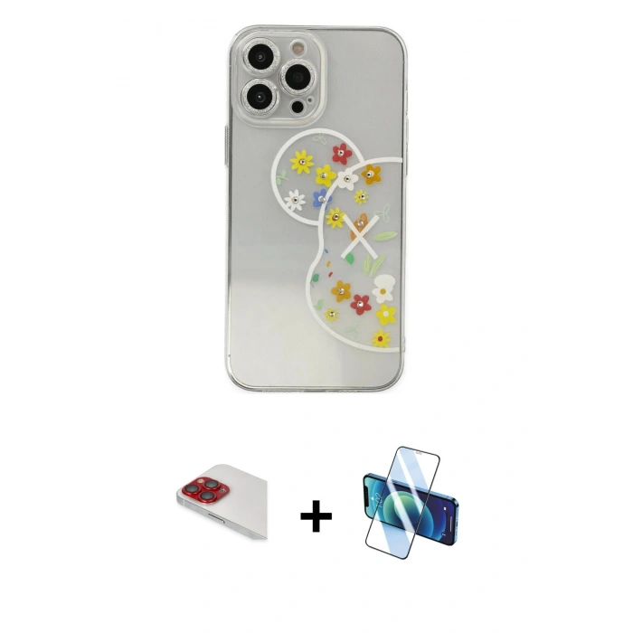 MARSİLYAN™- iPhone 13 Pro Max Kılıf Eksen Asil Prime - Siyah 3D Antistatik Cam Ekran Koruyucu + Pers Alüminyum Kamera Lens - KI