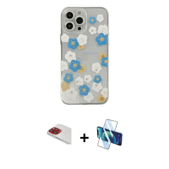MARSİLYAN™- iPhone 13 Pro Max Kılıf Eksen Asil Prime - Siyah 3D Antistatik Cam Ekran Koruyucu + Pers Alüminyum Kamera Lens - KI