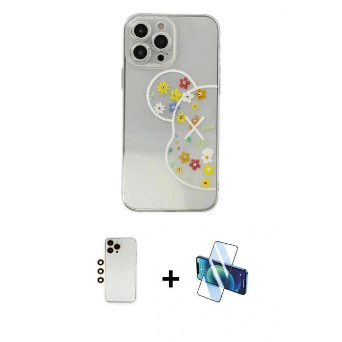 MARSİLYAN™- iPhone 13 Pro Max Kılıf Eksen Asil Prime - Siyah 3D Antistatik Cam Ekran Koruyucu + Shine Kamera Lens - GD