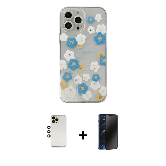 MARSİLYAN™- iPhone 13 Pro Max Kılıf Eksen Asil Prime - Siyah 3D Antistatik Hayalet Cam Ekran Koruyucu + Shine Kamera Lens - GD