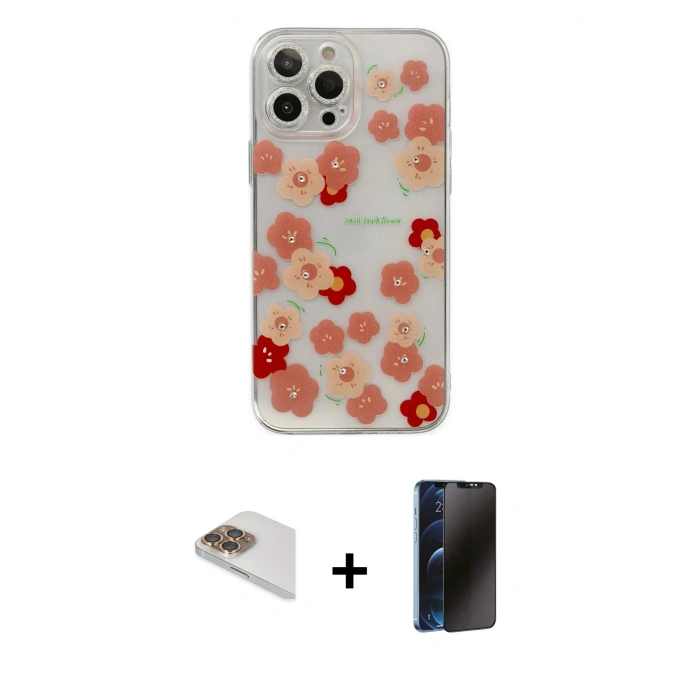 MARSİLYAN™- iPhone 13 Pro Max Kılıf Eksen Asil Prime - Siyah 3D Antistatik Hayalet Cam Ekran Koruyucu + Pers Alüminyum Kamera Lens - GD