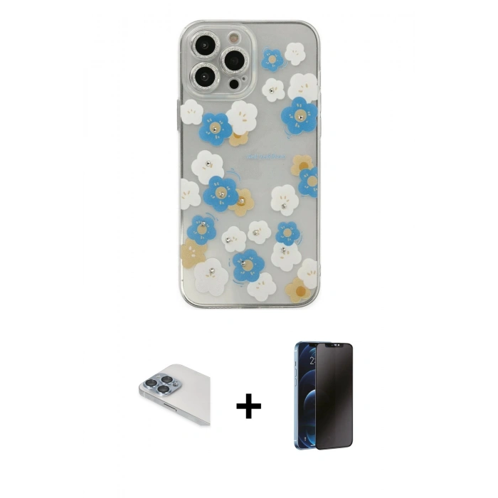 MARSİLYAN™- iPhone 13 Pro Max Kılıf Eksen Asil Prime - Siyah 3D Antistatik Hayalet Cam Ekran Koruyucu + Pers Alüminyum Kamera Lens - SABE