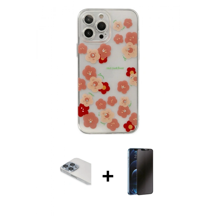 MARSİLYAN™- iPhone 13 Pro Max Kılıf Eksen Asil Prime - Siyah 3D Antistatik Hayalet Cam Ekran Koruyucu + Pers Alüminyum Kamera Lens - SABE