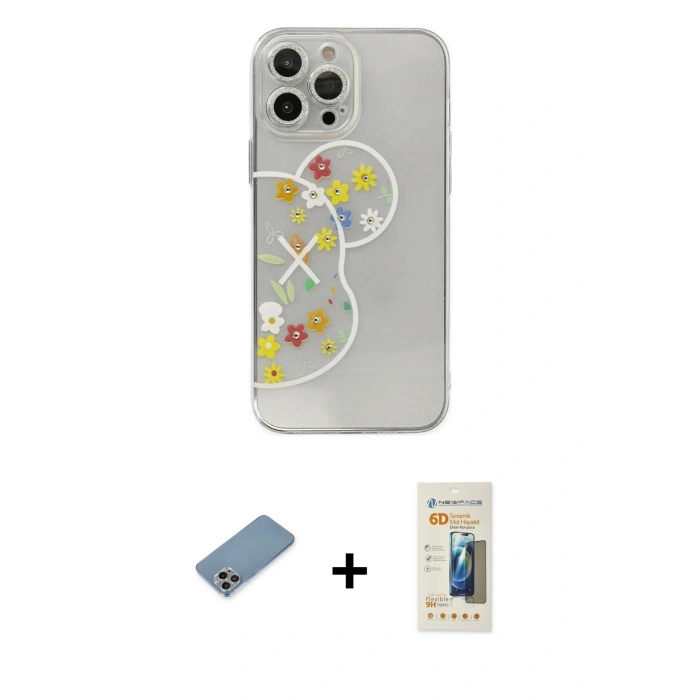 MARSİLYAN™- iPhone 13 Pro Max Kılıf Eksen Asil Prime - Siyah 6D Mat Seramik Hayalet Nano Ekran Koruyucu + Shine Kamera Lens Koruma Cam - GI