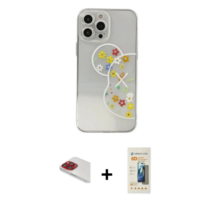 MARSİLYAN™- iPhone 13 Pro Max Kılıf Eksen Asil Prime - Siyah 6D Mat Seramik Hayalet Nano Ekran Koruyucu + Pers Alüminyum Kamera Lens - KI