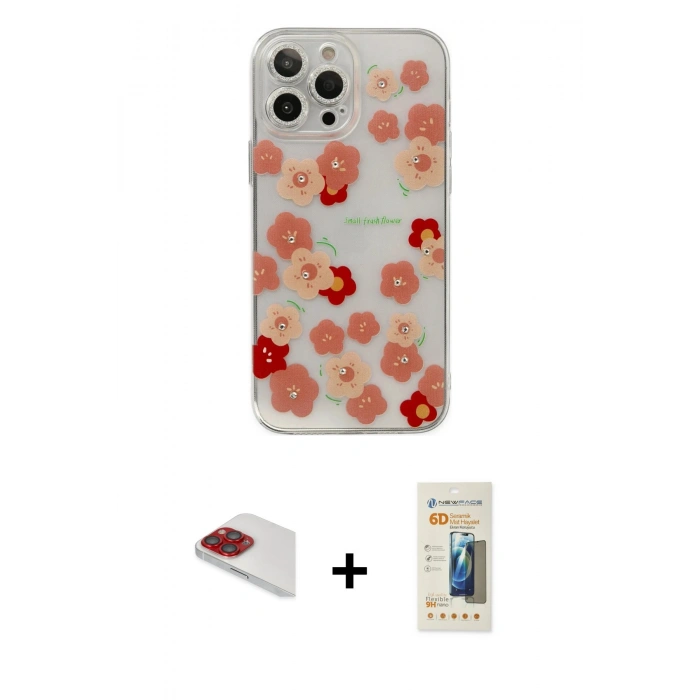 MARSİLYAN™- iPhone 13 Pro Max Kılıf Eksen Asil Prime - Siyah 6D Mat Seramik Hayalet Nano Ekran Koruyucu + Pers Alüminyum Kamera Lens - KI